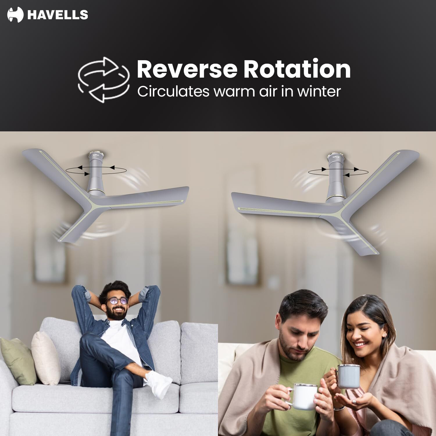 Image of HAVELLS INVENO LX BLDC+|Remote Controlled|Reverse Rotation|Low Noise with 2 Year Warranty 1200 mm Ceiling Fan
