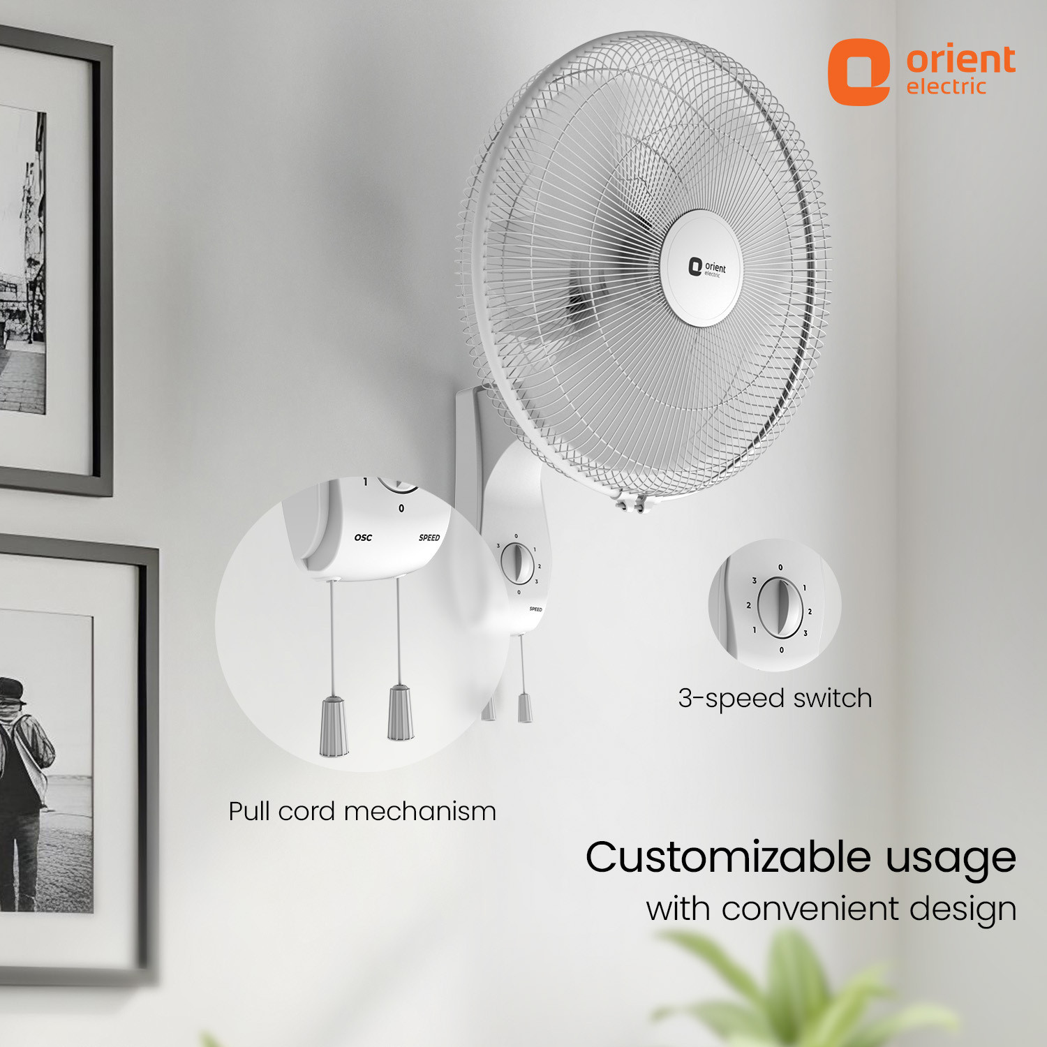 Image of Orient Electric Wall 97 |100% Copper Motor|Superior Air Delivery |3 Speed | Military Grade Guard with 2 Year Warranty Ultra High Speed 400 mm Wall Fan