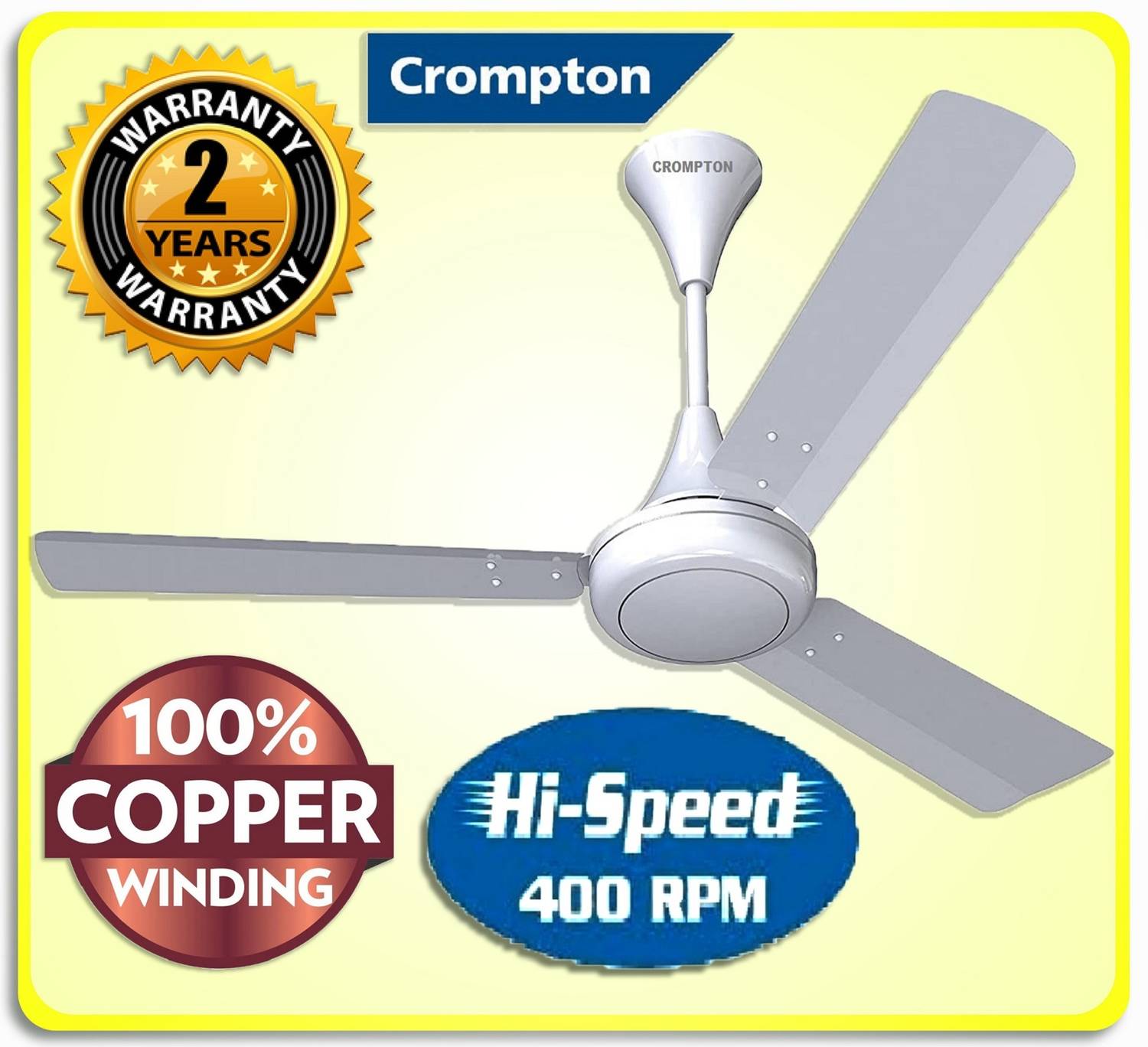 Crompton SUREBREEZE 400 RPM HS Plus Super HIGH SPEED 100% COPPER MOTOR LONGER LIFE 201 with 24 Months Warranty Energy Saving 1200 mm Ceiling Fan