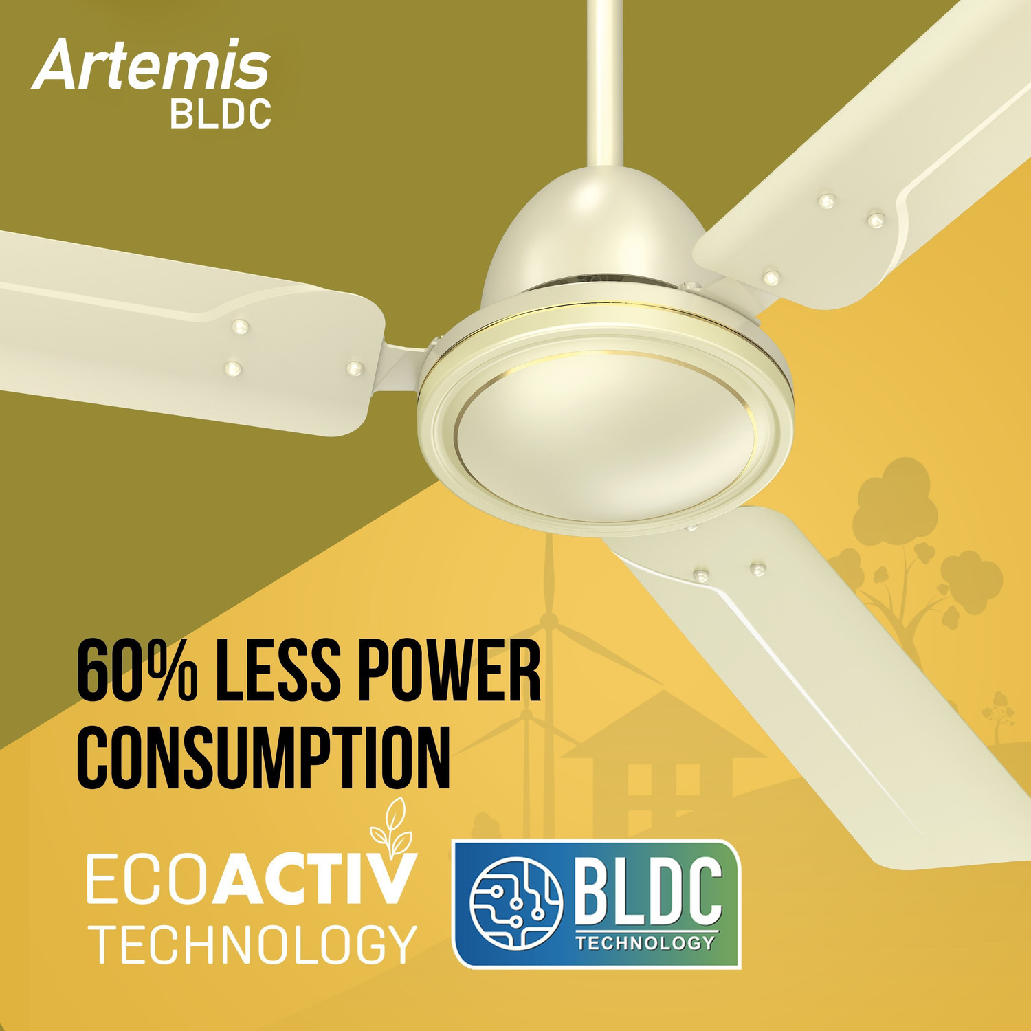 Image of HAVELLS Artemis BLDC with 2 Year Warranty BLDC Motor with Remote 1200 mm Ceiling Fan (5 Star | Bianco | Pack of 1)