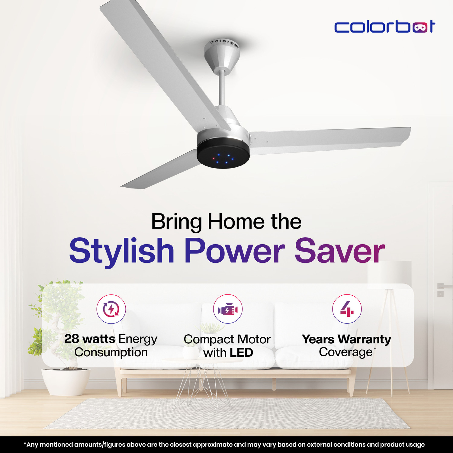 Image of Colorbot Stella BLDC Remote Controlled|Highspeed|LED| Reverse Mode| AeroQuiet+ Technolog with 4 Year Warranty BLDC Motor with Remote, With LED Indicators 1200 mm Ceiling Fan