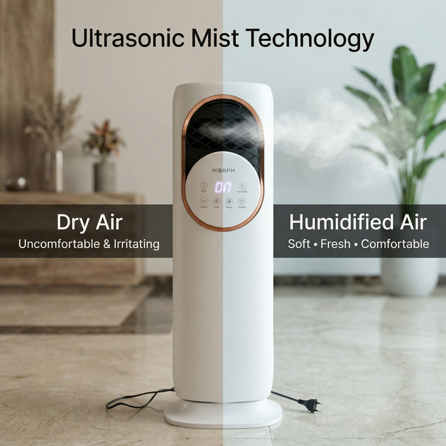 Image of Morph Snow Fire Ice Cooling | Tower Fan | with Ice Packs & Humidifier with 1 Year Warranty BLDC Motor, High Air Delivery, Silent Operation, Remote Controlled Tower Fan