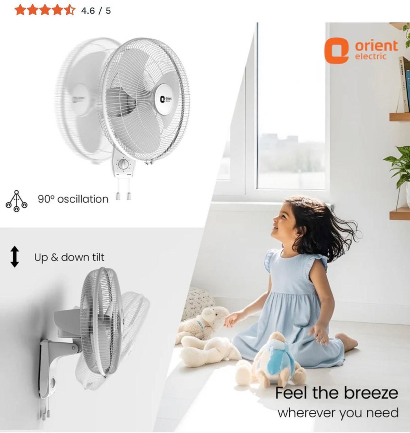 Image of Orient Electric ORIENT ELECTRIC WALL 47 with 24 Months Warranty High Air Delivery 400 mm Wall Fan
