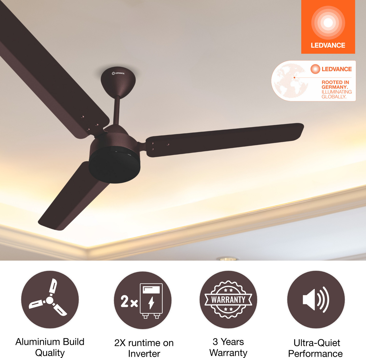 Image of ledvance Aero Master Supreme Ceiling Fan | For Rooms & Bedrooms | 5 Star BLDC Ceiling Fan with 3 Year Warranty Energy Saving 1200 mm Ceiling Fan