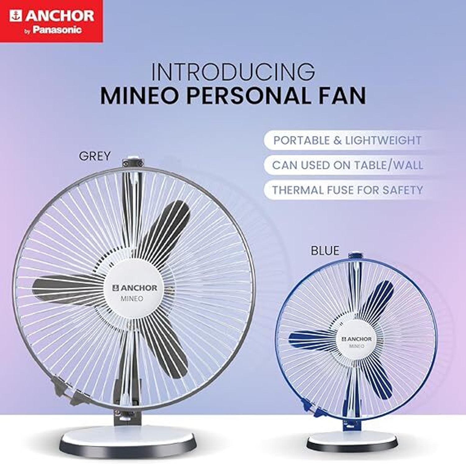 Image of ANCHOR Mineo Personal Fan with 2 Year Warranty Anti Rust 230 mm Table Fan