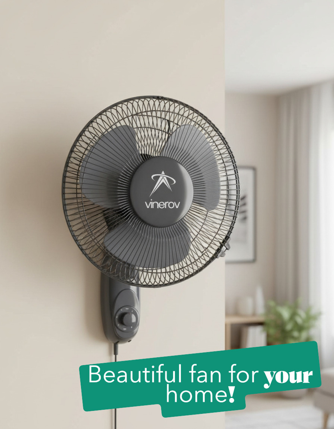 Image of Vinerov Knight 12 inch HS | 90 Oscillation | 45 Tilt Support | 2200+ RPM with 1 Year Warranty Ultra High Speed 300 mm Wall Fan