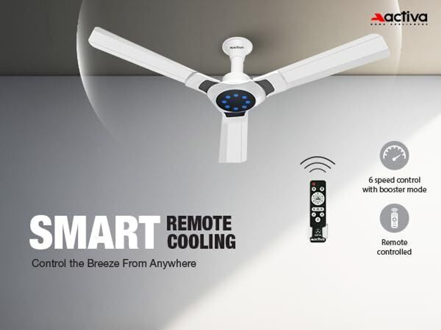 Image of ACTIVA OPTIMA | BLDC Motor | Remote Control | LED Light | Anti Dust with 5 Year Warranty BLDC Motor with Remote 1200 mm Ceiling Fan