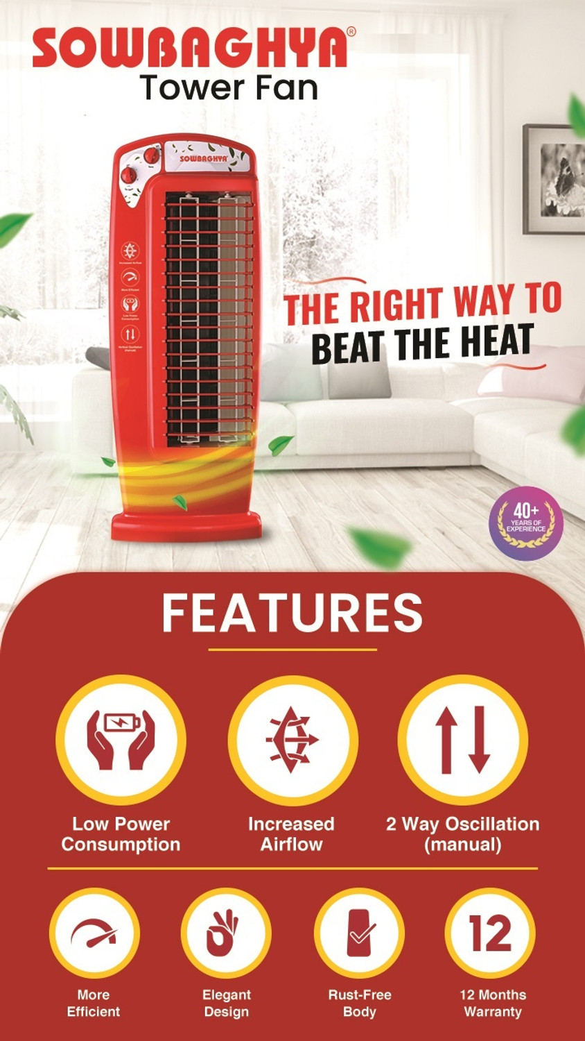 Image of Sowbaghya STF07 | Energy Saving | Economy | 3-Speed with 12 Months Warranty Energy Saving Tower Fan