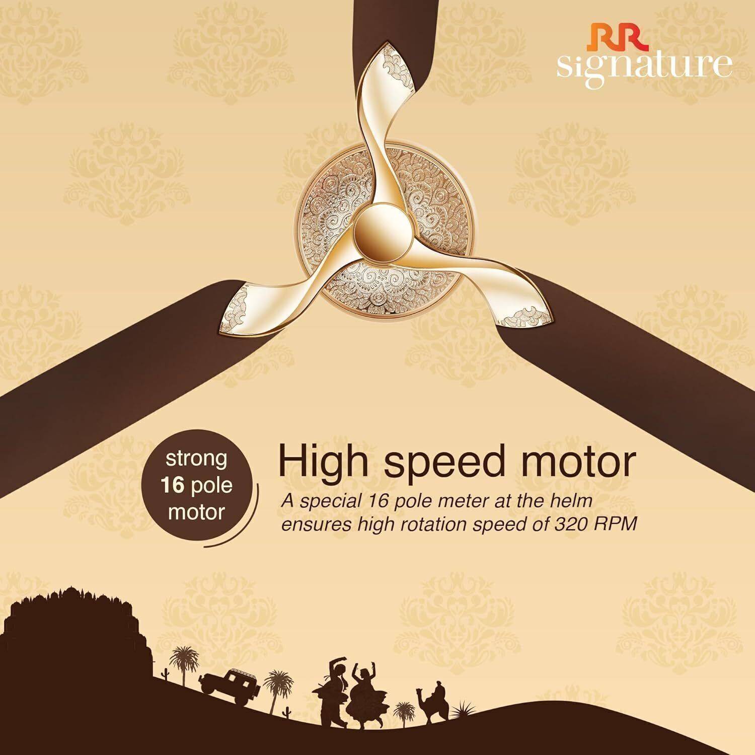 RR Jaipur Mahal 1320 mm Ceiling Fan - Image 3