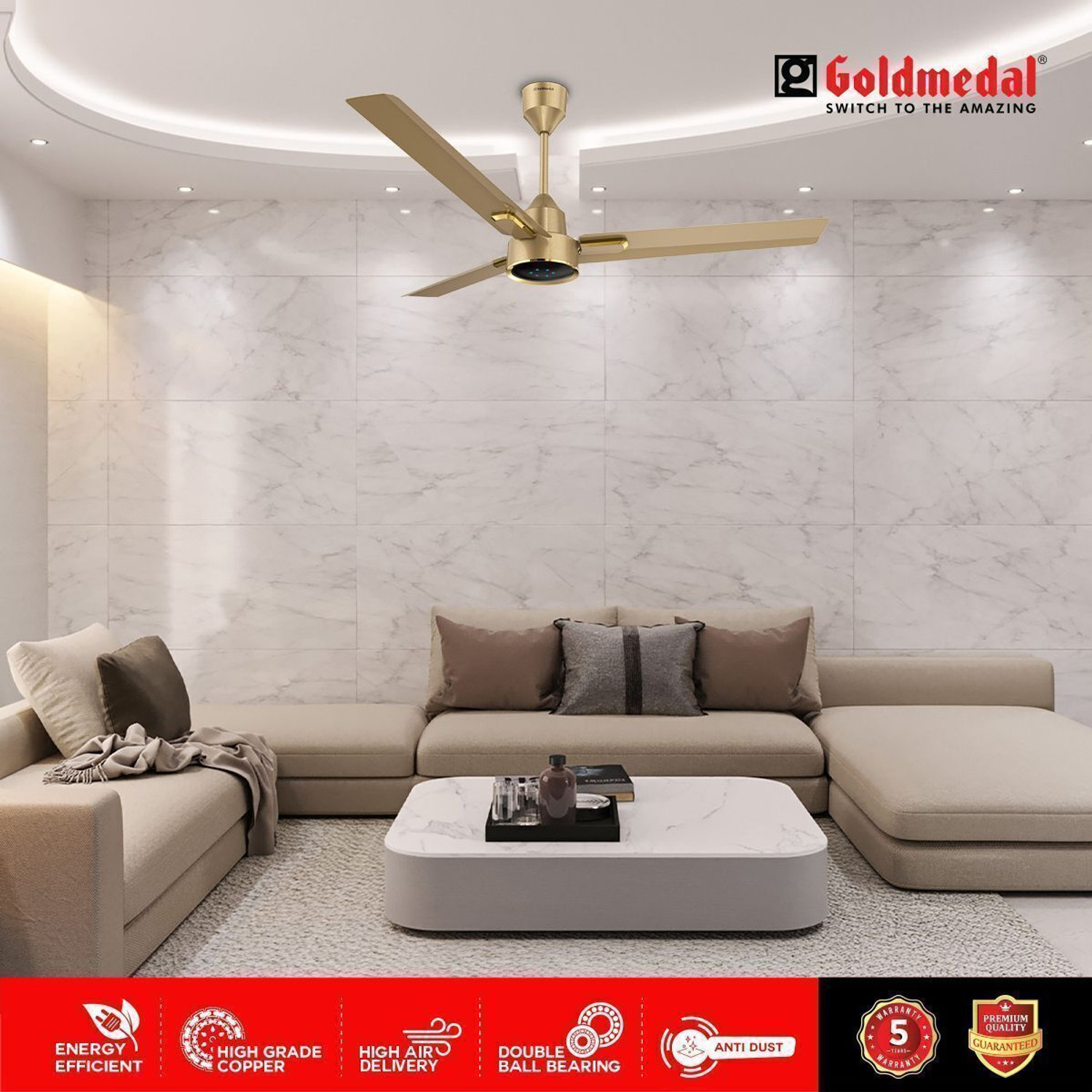 Image of Goldmedal Opus Prime BLDC with 5 Year Warranty BLDC Motor with Remote 1200 mm Ceiling Fan