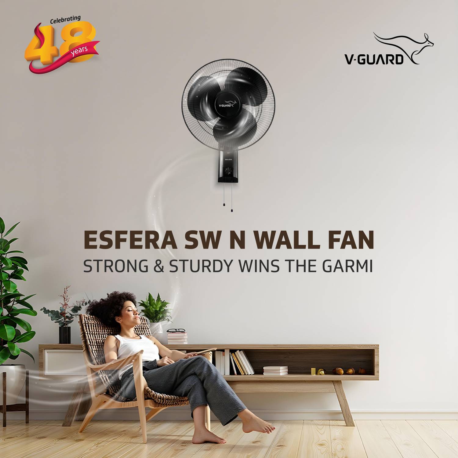 V-Guard Esfera SW N 400 mm Wall Fan Black - Image 2