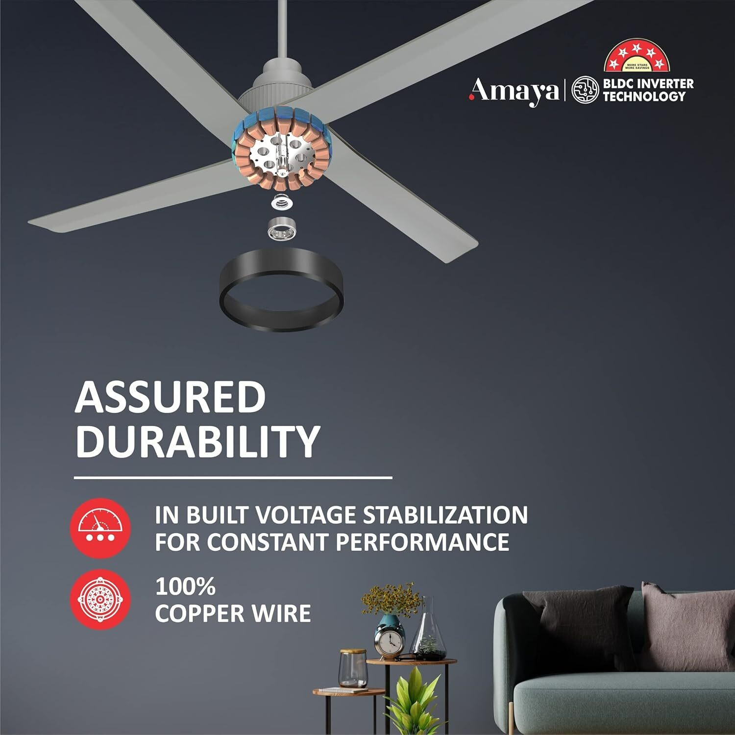 Image of HAVELLS Amaya With Remote Control, with 2 Year Warranty BLDC Motor 1400 mm Ceiling Fan