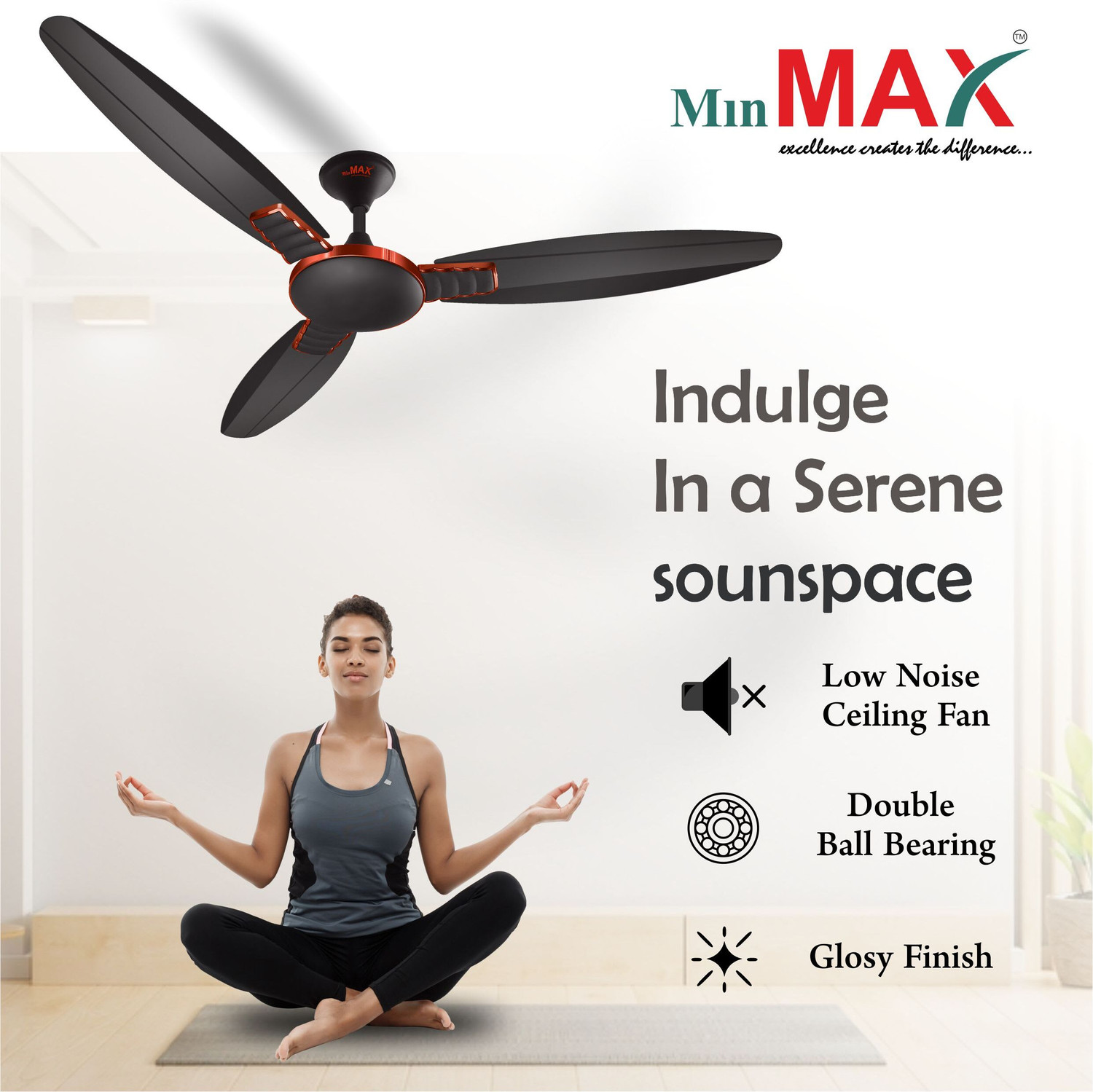 Image of MinMAX CRUISER SMOKE BROWN-01 with 2 Year Warranty Anti Dust, Energy Saving, High Air Delivery, Ultra High Speed 1200 mm Ceiling Fan