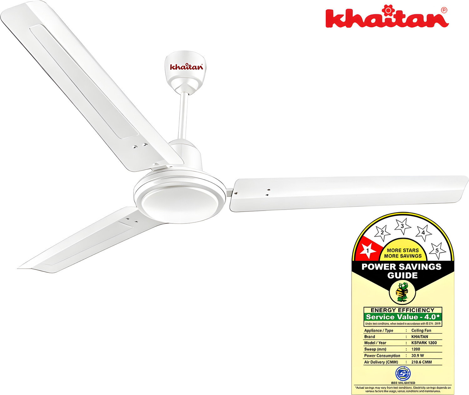 Image of Khaitan High Speed Ceiling fan for Home 48 inch / 1200 mm 100% Copper Longer Life with 2 Year Warranty High Air Delivery 1200 mm Ceiling Fan