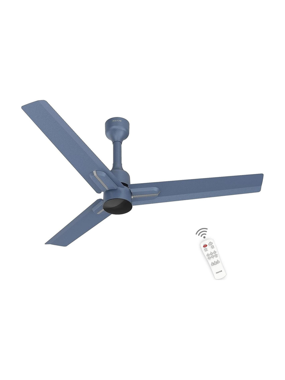 Image of Polycab Wizzy Neo100% CopperHigh Air Delivery with 4 Year Warranty BLDC Motor with Remote 1200 mm Ceiling Fan (5 Star | Blue silver | Pack of 1)