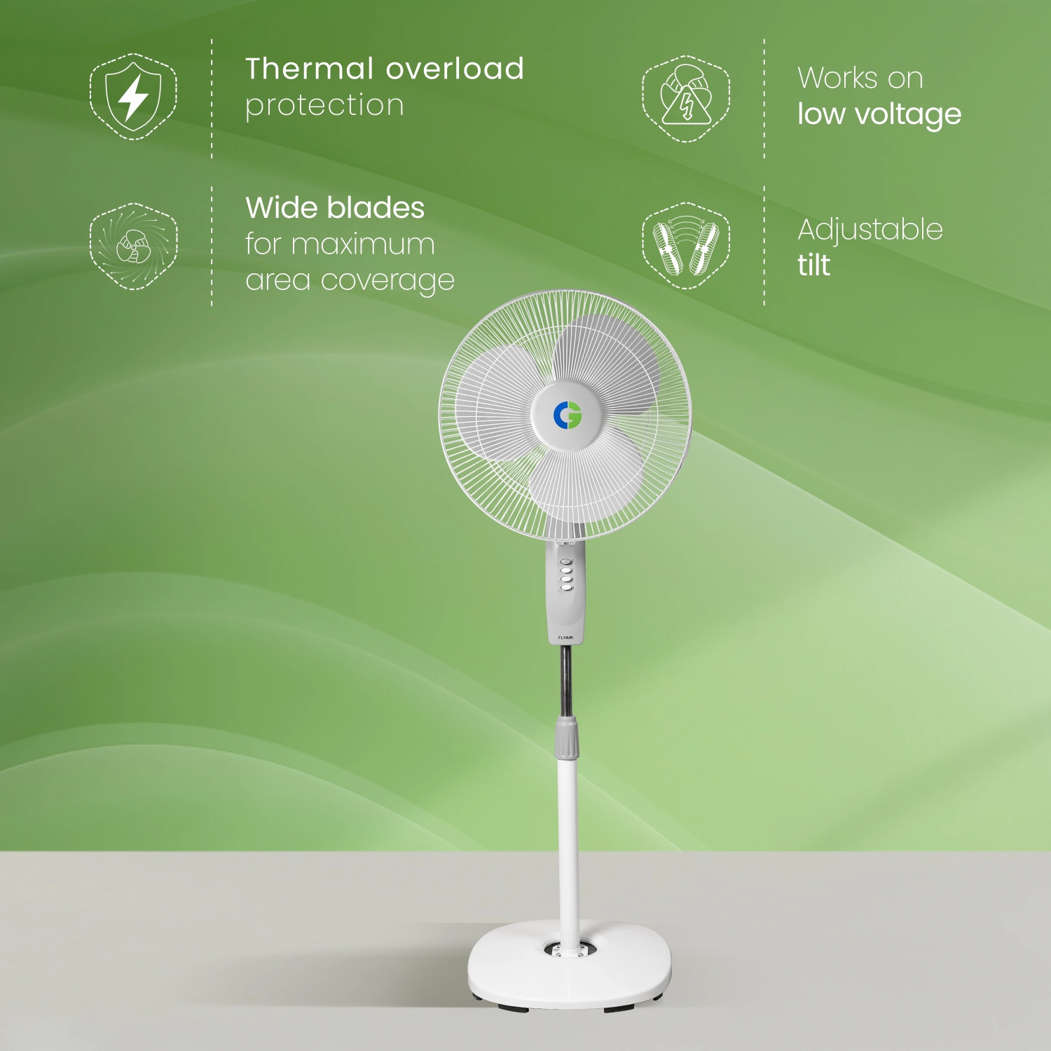 Image of CG Flyair pedestal fan with 1 Year Warranty 400 mm Pedestal Fan (Cloud White | Pack of 1)