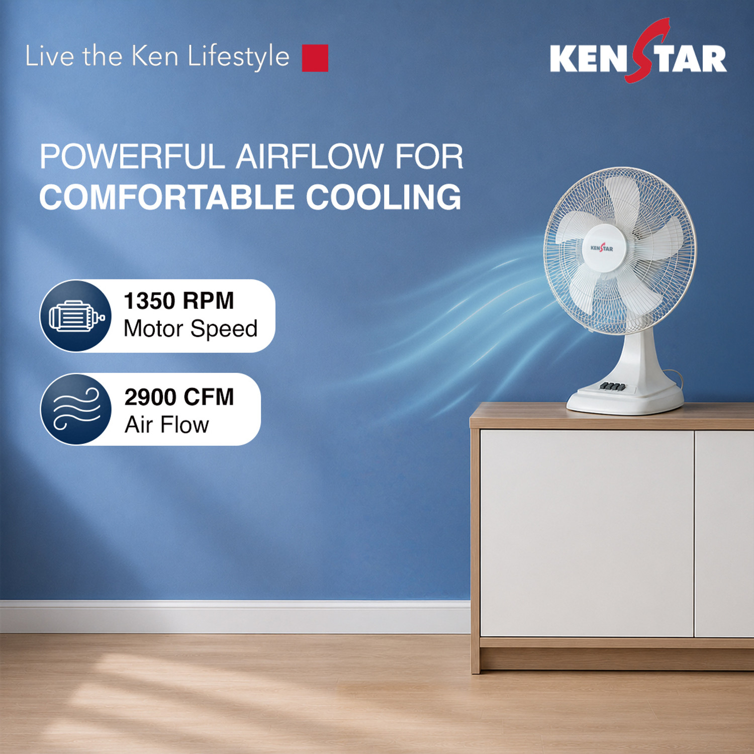Image of Kenstar BreezeX T Normal Speed with 1 Year Warranty 400 mm Table Fan