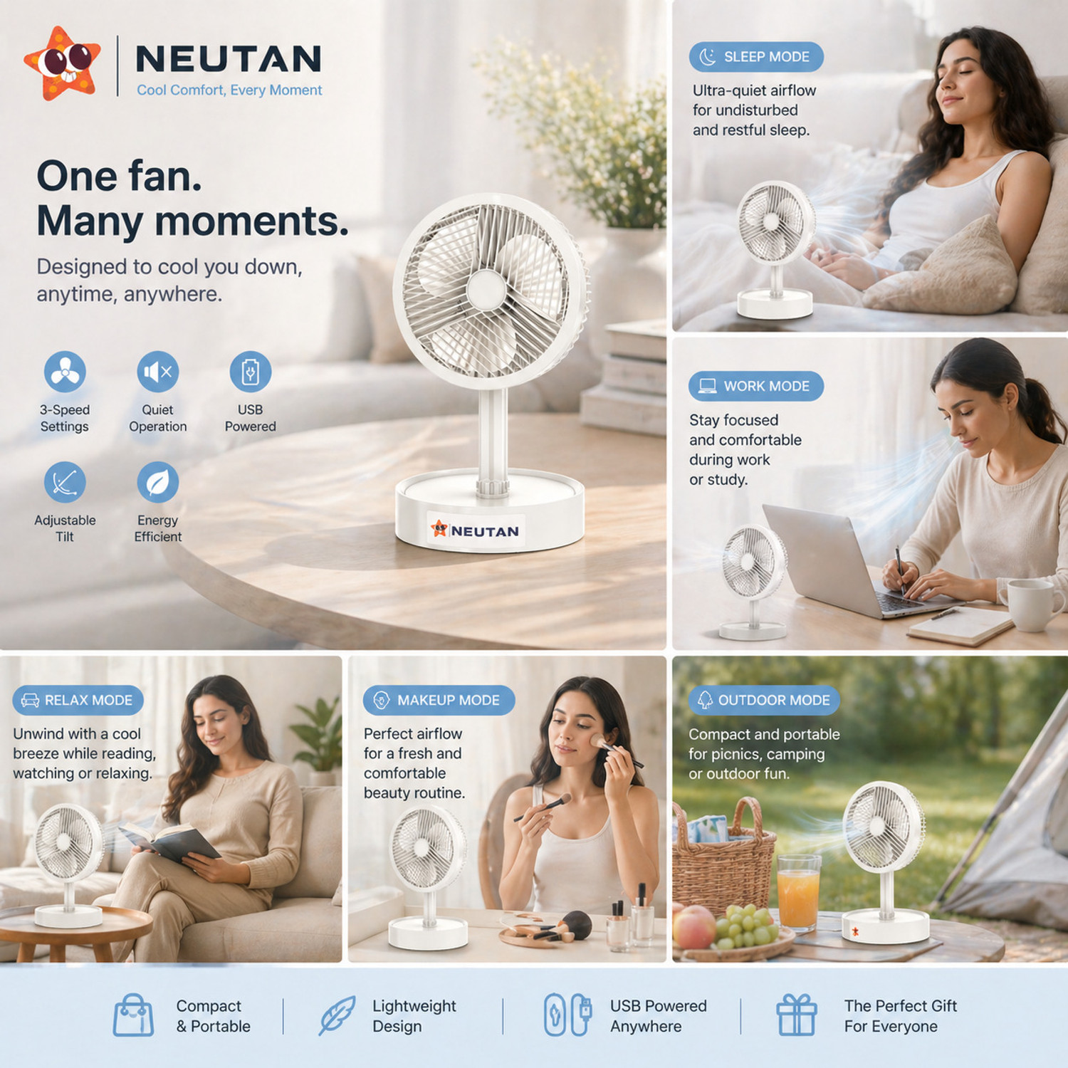 Image of URBAN ZONE ENTERPRISES NEUTAN Coool Breeze Speedy BLDC Motor 130 mm Table Fan