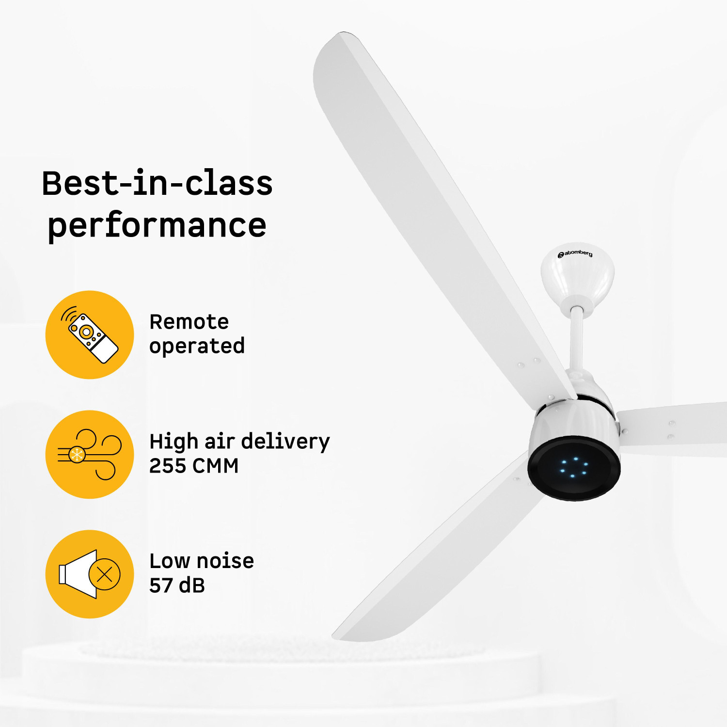 Image of Atomberg Renesa Prime Remote|High Air Delivery|LED Speed Indicator|Low Noise|Sleek Design with 3 Year Warranty BLDC Motor with Remote 1400 mm Ceiling Fan