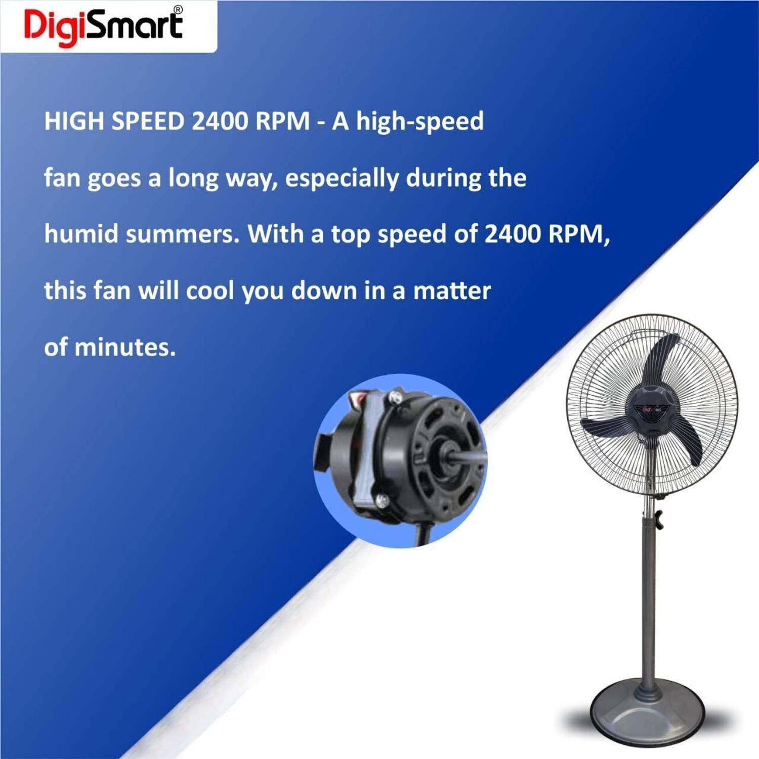 DIGISMART High Speed Mark-2 Bullet Pedestal Fan 400mm - Image 5