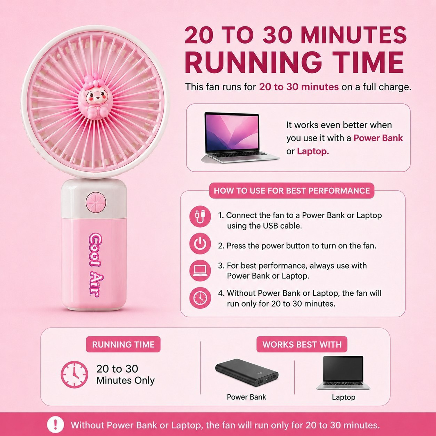 Image of YAKUNOX Mini Fan for Personal Use USB Rechargeable Cooling Fan Random Colour Anti Dust 90 mm Table Fan