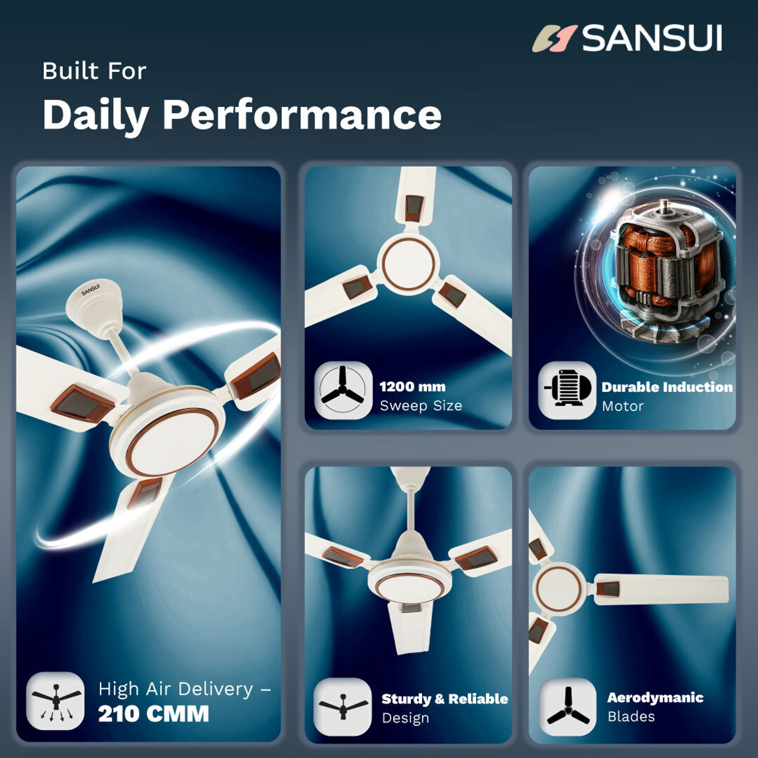 Image of Sansui AeroSpin Max with 2 Year Warranty 1200 mm Ceiling Fan