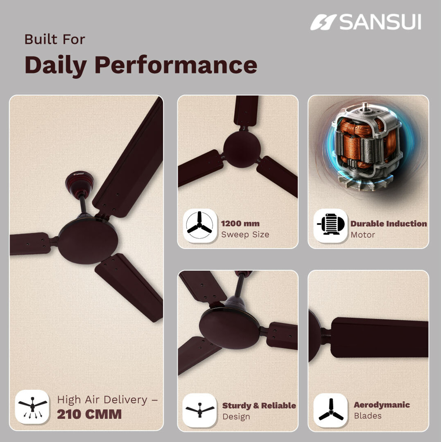 Image of Sansui Aero Spin Max with 2 Year Warranty 1200 mm Ceiling Fan