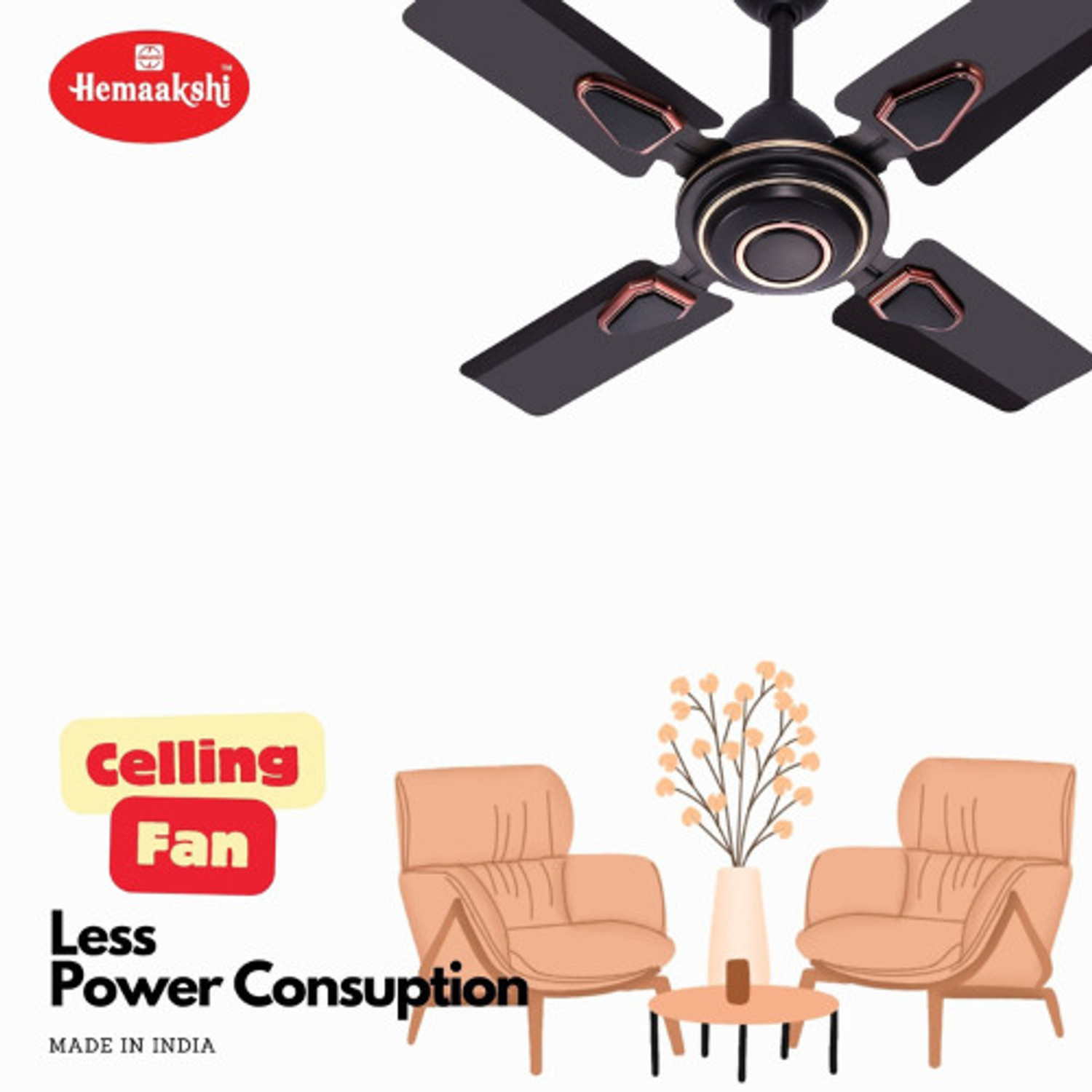 Image of HEMAAKSHI DELUXE with 2 Months Warranty Ultra High Speed 610 mm Ceiling Fan