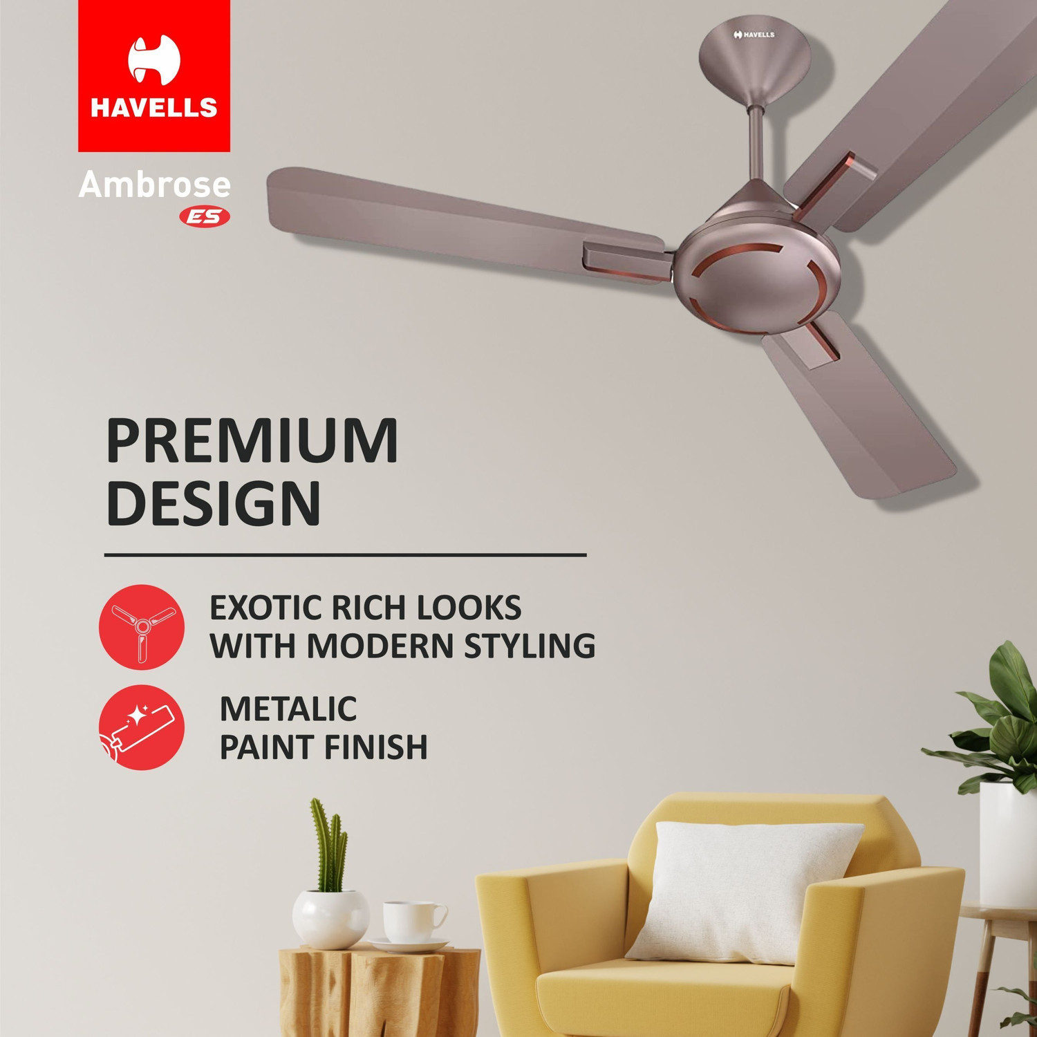 Image of HAVELLS AMBROSE HS with 2 Year Warranty Energy Saving 1200 mm Ceiling Fan
