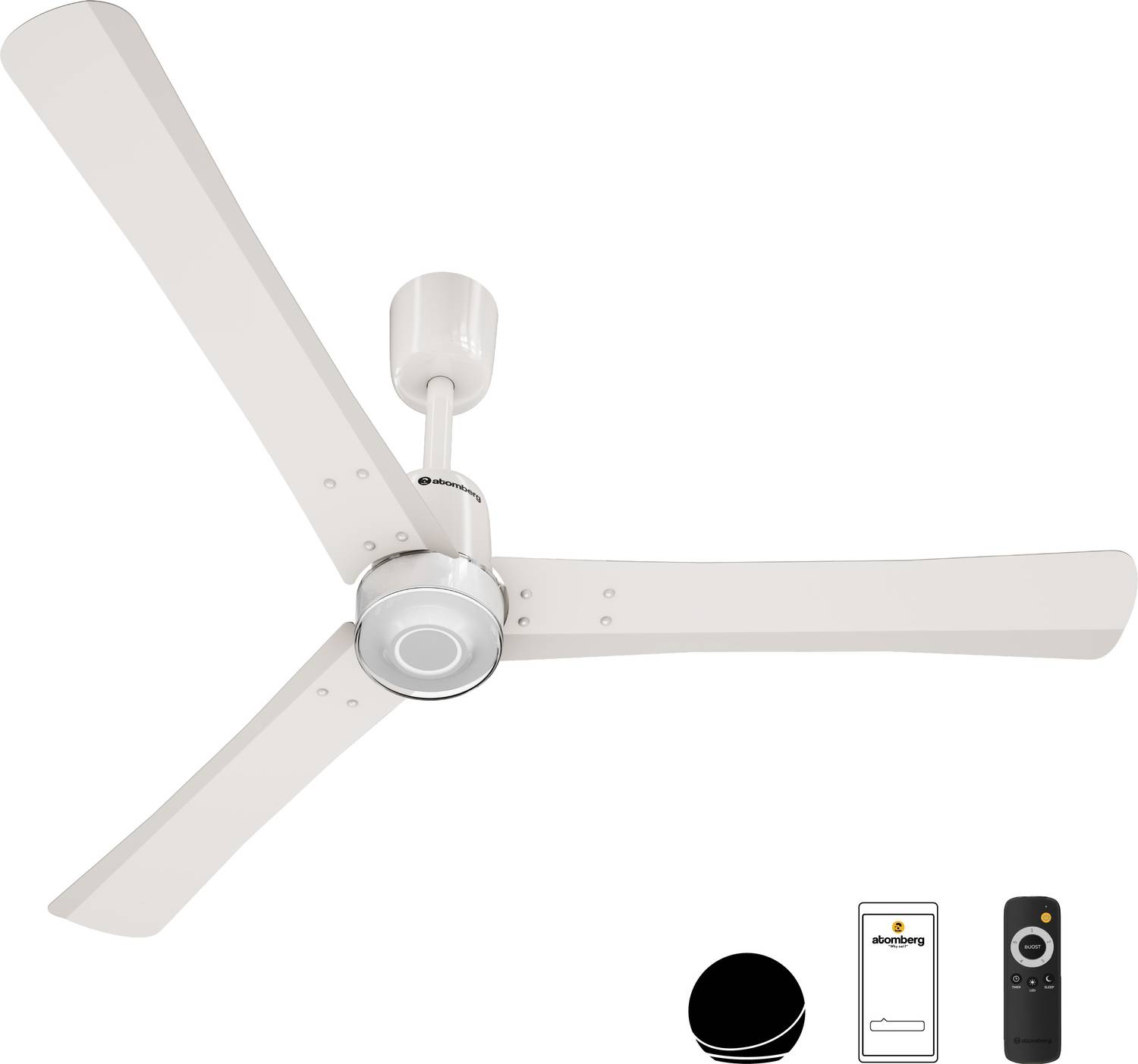 Atomberg Renesa Elite Smart |Voice Control| High Air Flow|Moonbeam LED Light|Sleek Design with 3 Year Warranty BLDC Motor with Remote 1200 mm Ceiling Fan