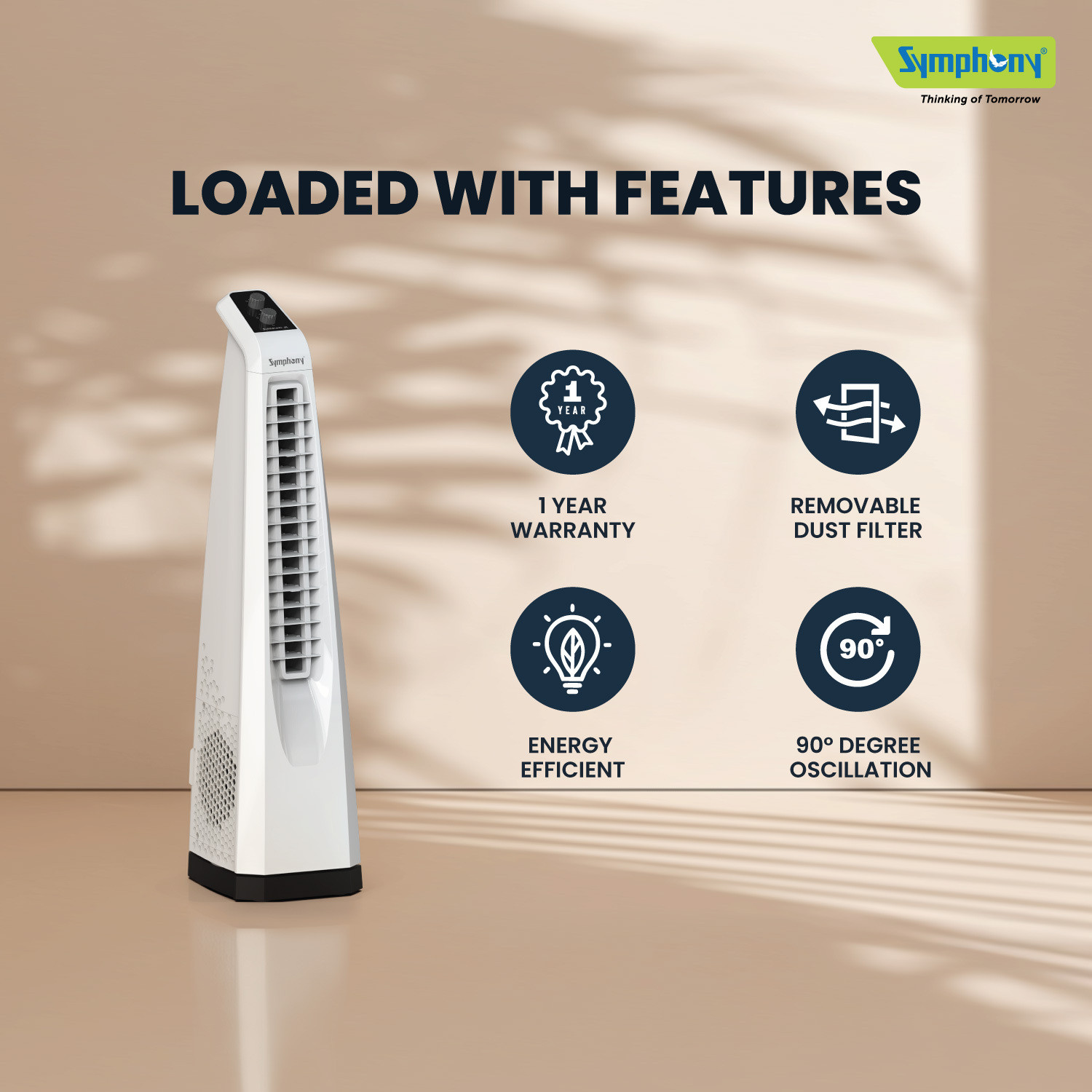 Image of Symphony Surround Jr | Compact Design with 12 Months Warranty Tower Fan (White | Pack of 1)
