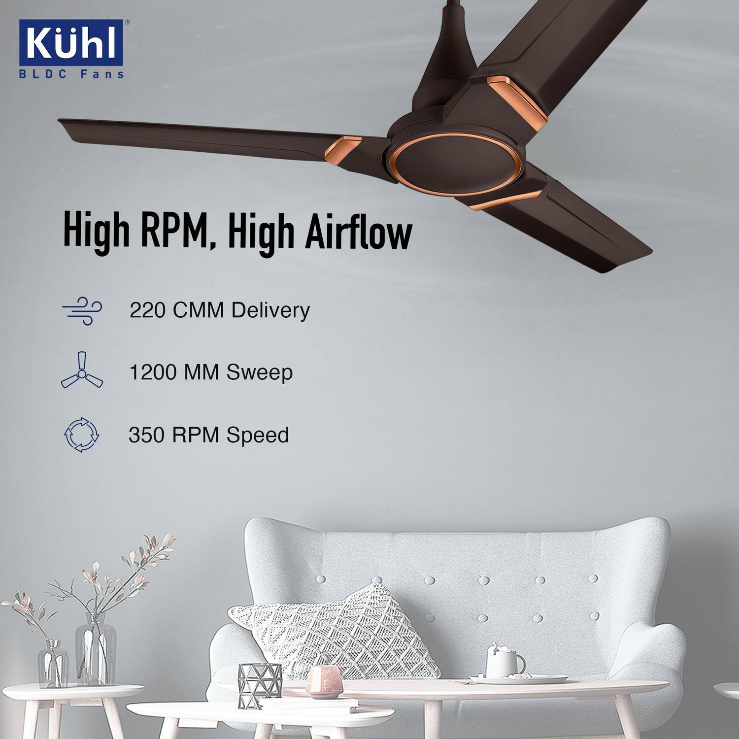 KUHL Prima A3 BLDC 1200mm Ceiling Fan - Image 4