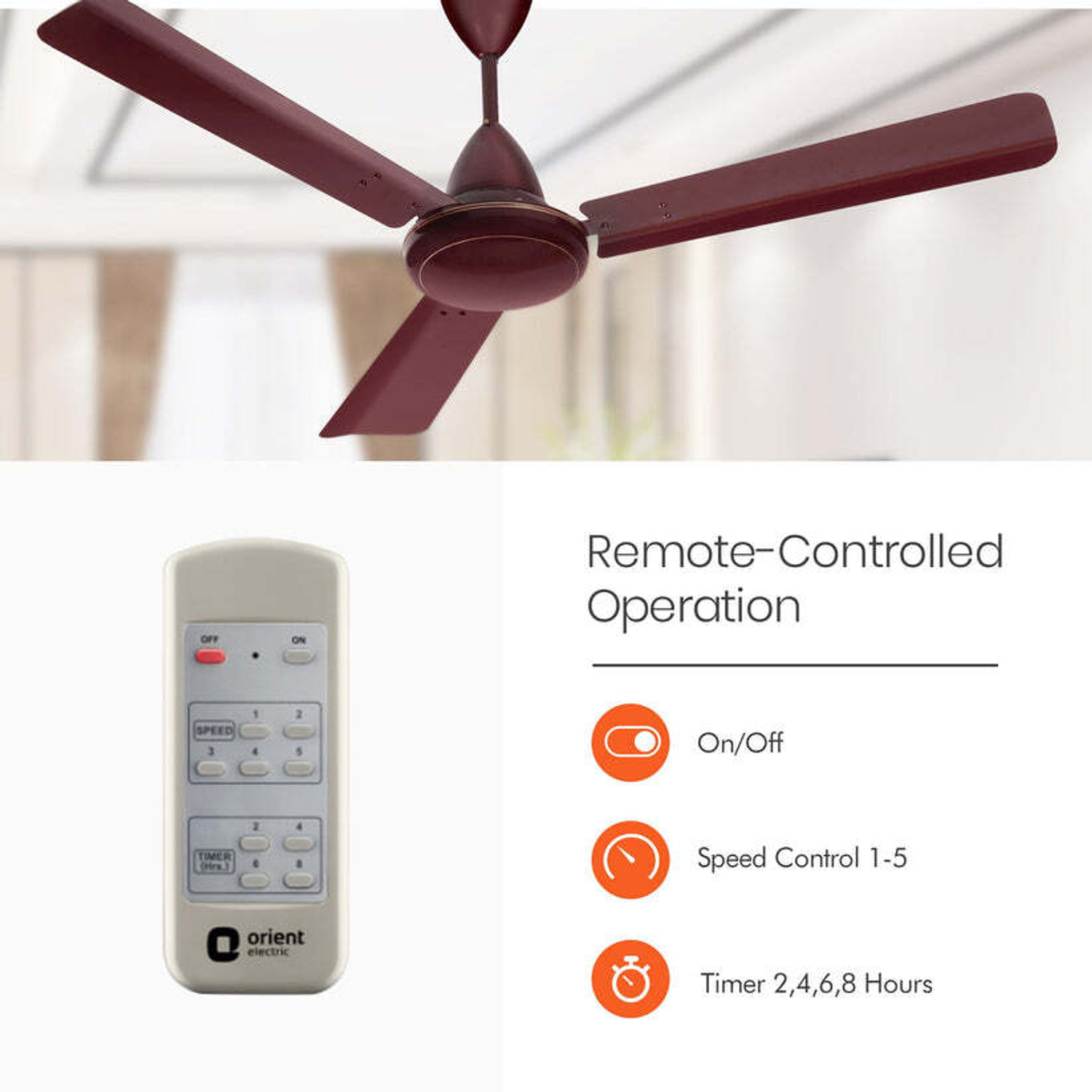Image of Orient Electric Ef with 5 Year Warranty BLDC Motor with Remote 1200 mm Ceiling Fan