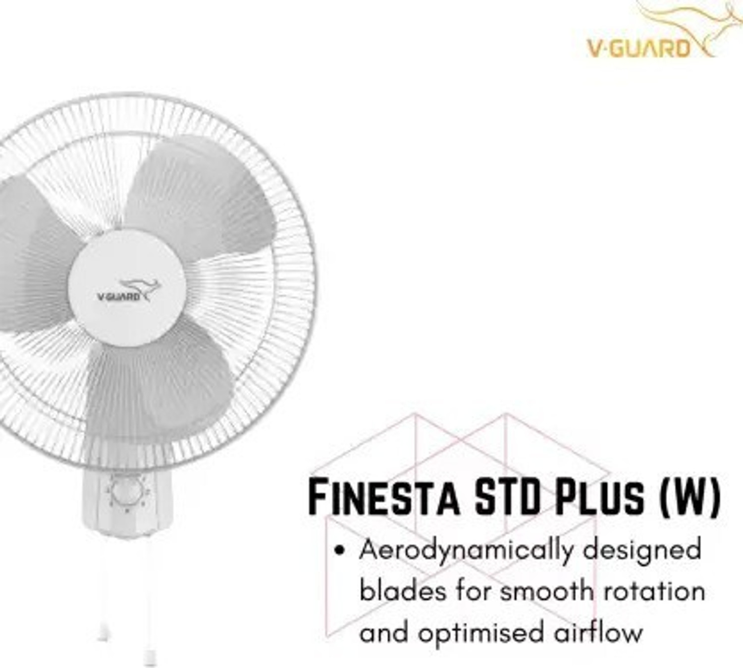Image of V-Guard Finesta STD Plus (W) with 2 Year Warranty Silent Operation 400 mm Wall Fan