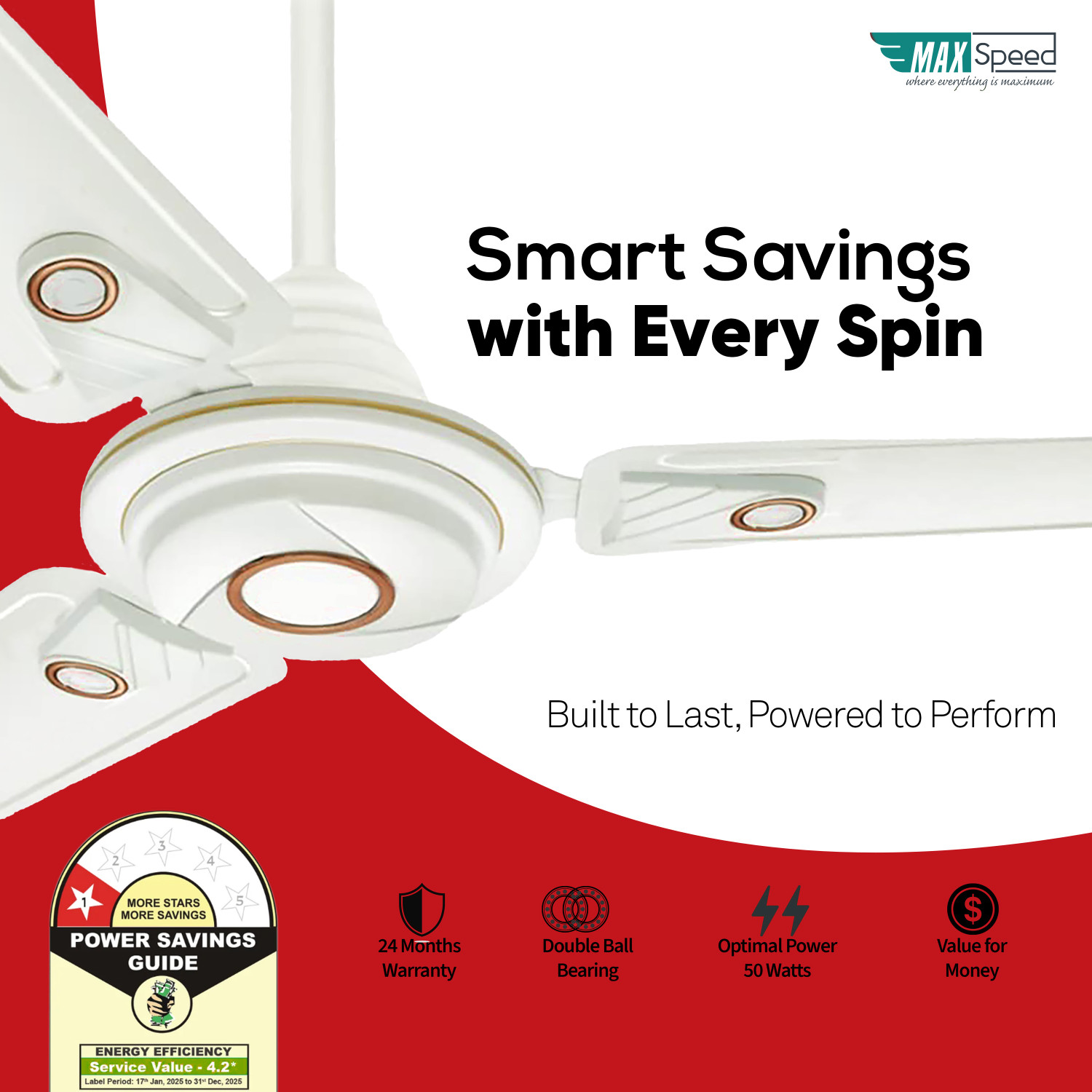Image of Max Speed Bruno Brown | Ceiling Fan | for Small Room, Kitchen and Pooja Room with 12 Months Warranty Ultra High Speed 1200 mm Ceiling Fan
