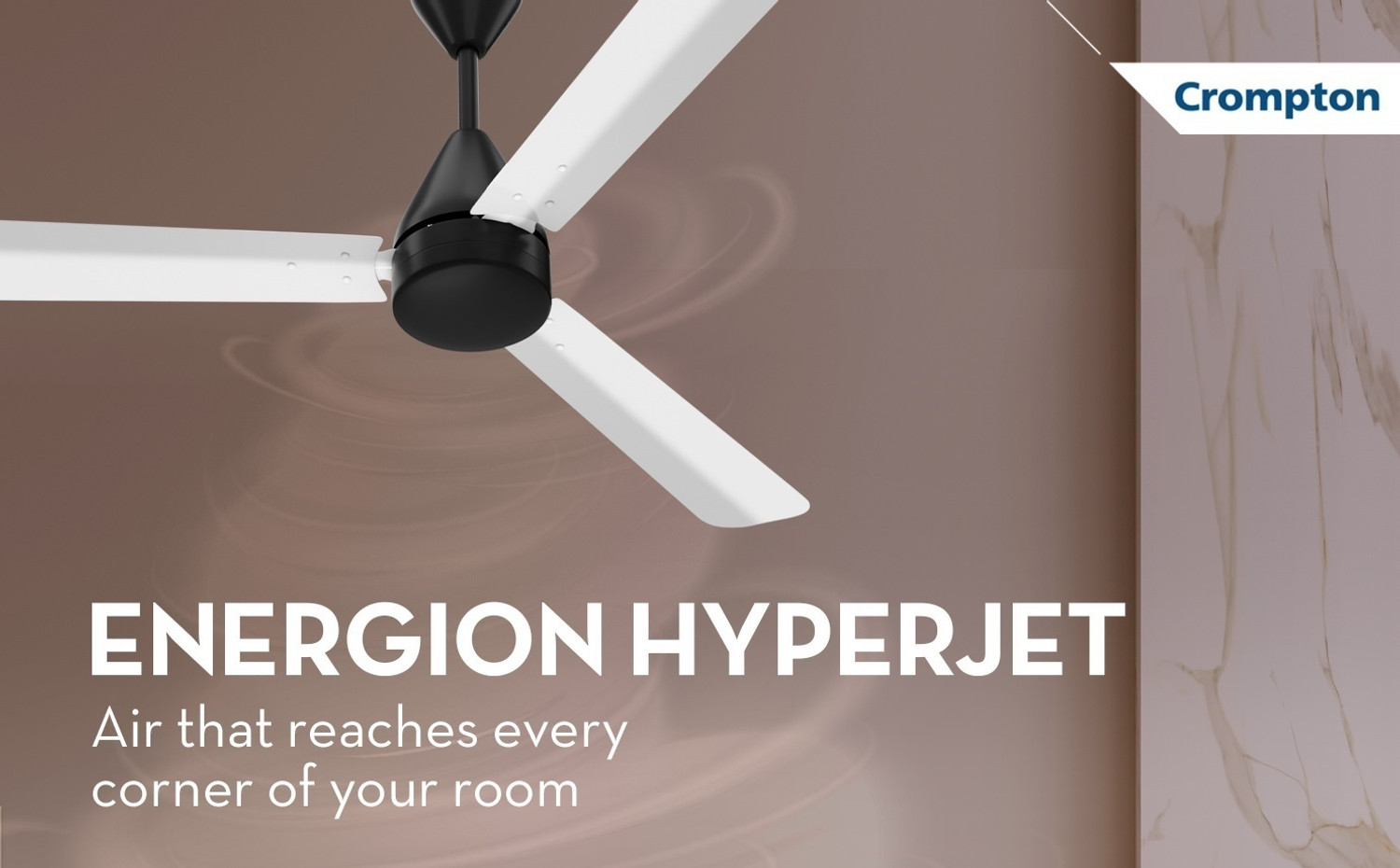 Image of Crompton Energion Hyperjet | BLDC Technology | Remote Control with 2 Year Warranty Energy Saving, BLDC Motor with Remote, High Air Delivery, Silent Operation 1200 mm Ceiling Fan (5 Star | White Black | Pack of 1)