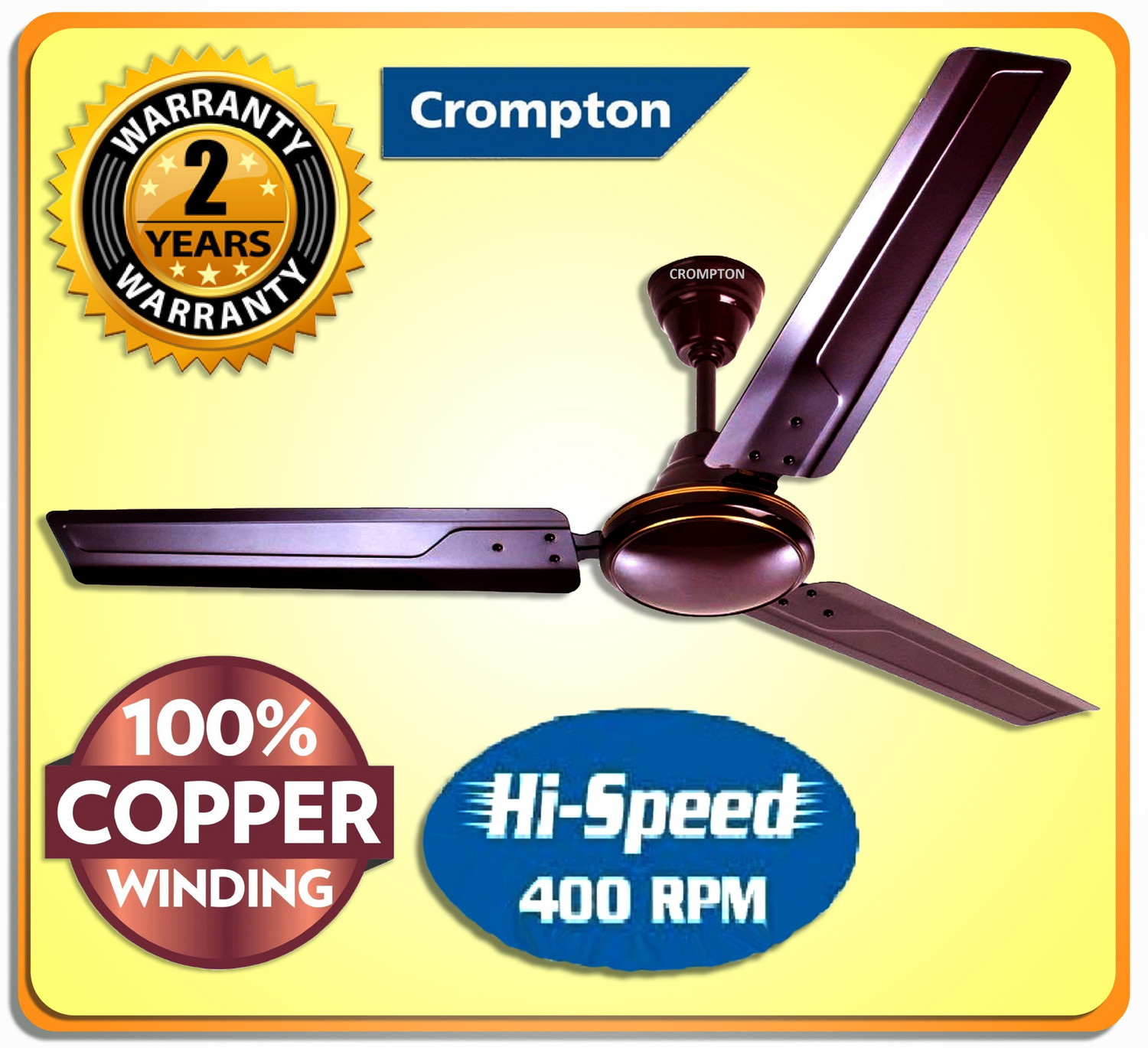 Image of Crompton SUREBREEZE 400 RPM HS Plus Super HIGH SPEED 100% COPPER MOTOR LONGER LIFE 154 with 24 Months Warranty Energy Saving 1200 mm Ceiling Fan