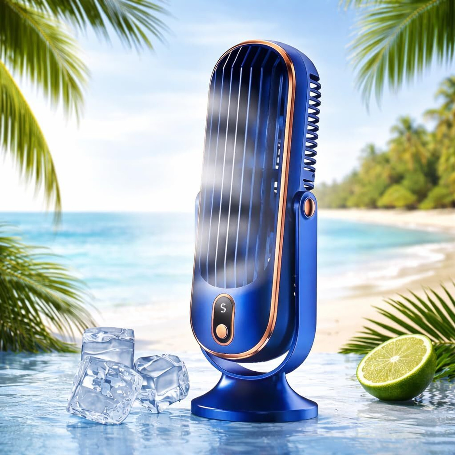 Image of Woomzy Table Fan Rechargeable Table Fan with LED Light High Speed Fan for Home Ultra High Speed 1400 mm Table Fan