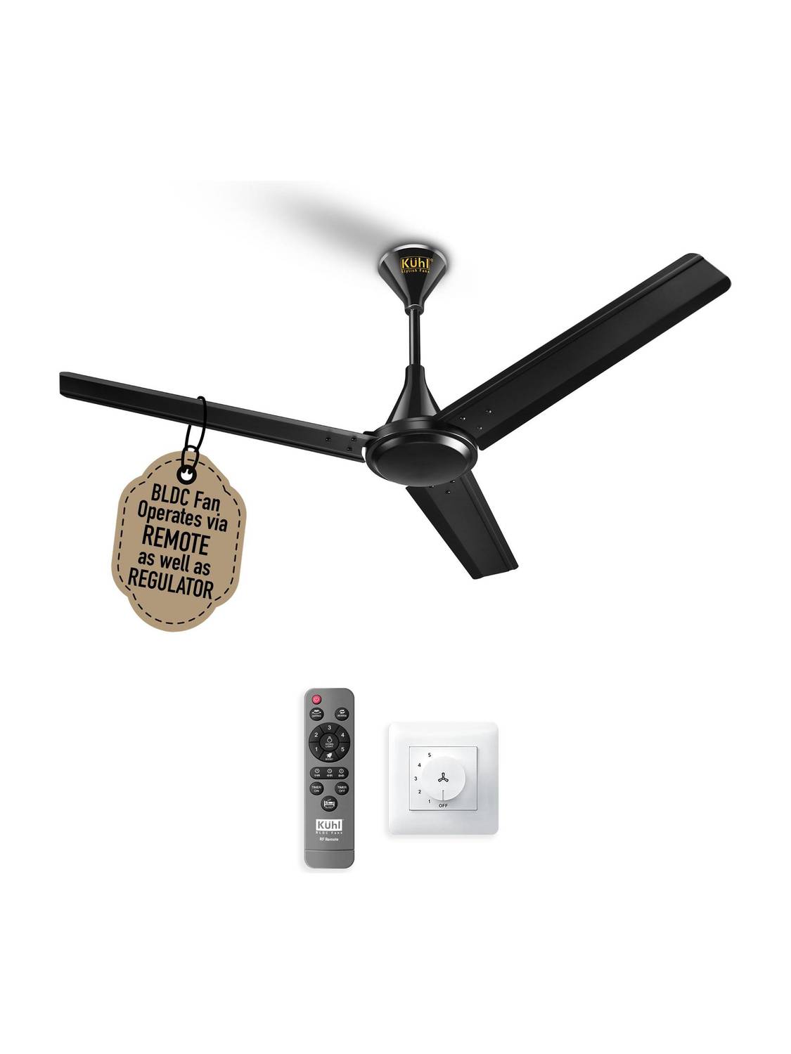 KUHL Fest B1 Power Saving BLDC Ceiling Fan |28W|365 RPM | Remote & Regulator Operated BLDC Motor with Remote 1200 mm Ceiling Fan