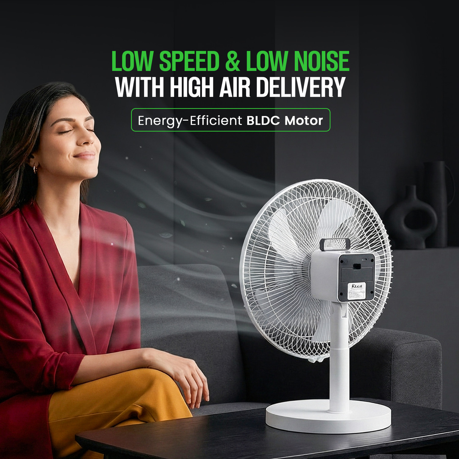 Image of Rico 12 inch Rechargeable Fan | Type-C Charging | BLDC Motor with 3-Speed Setting with 1 Year Warranty Silent Operation, BLDC Motor 305 mm Table Fan
