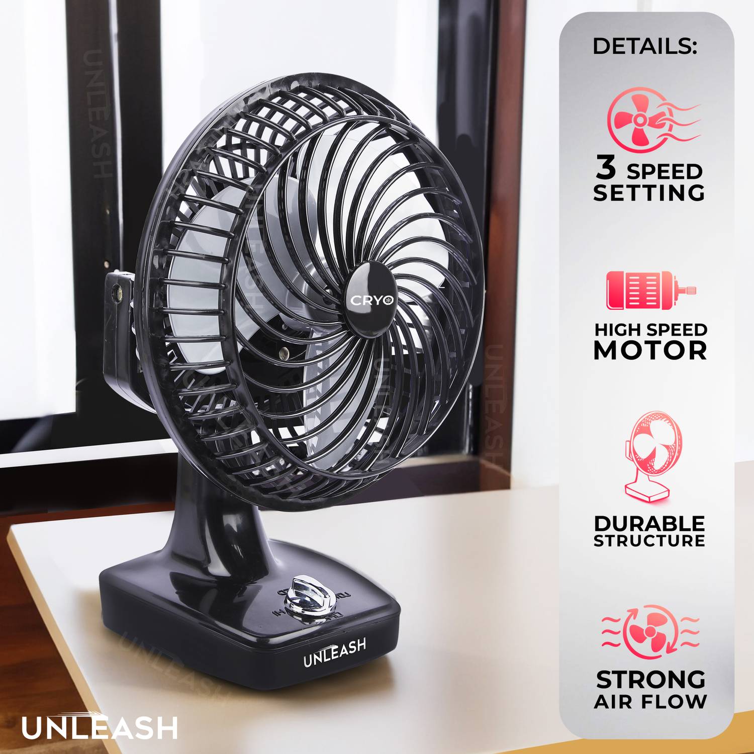 अनलीश CRYO 9 Inch Table Fan - Image 2