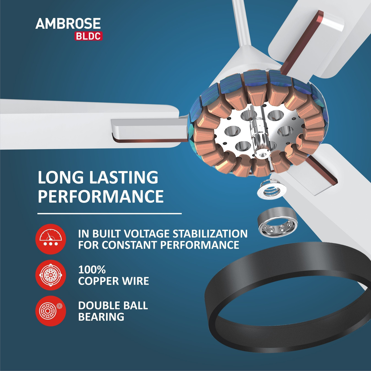 Image of HAVELLS Ambrose| Remote Controlled|Low Noise|High Air Delivery| Upto 60% Energy Saving with 2 Year Warranty BLDC Motor 1200 W Ceiling Fan