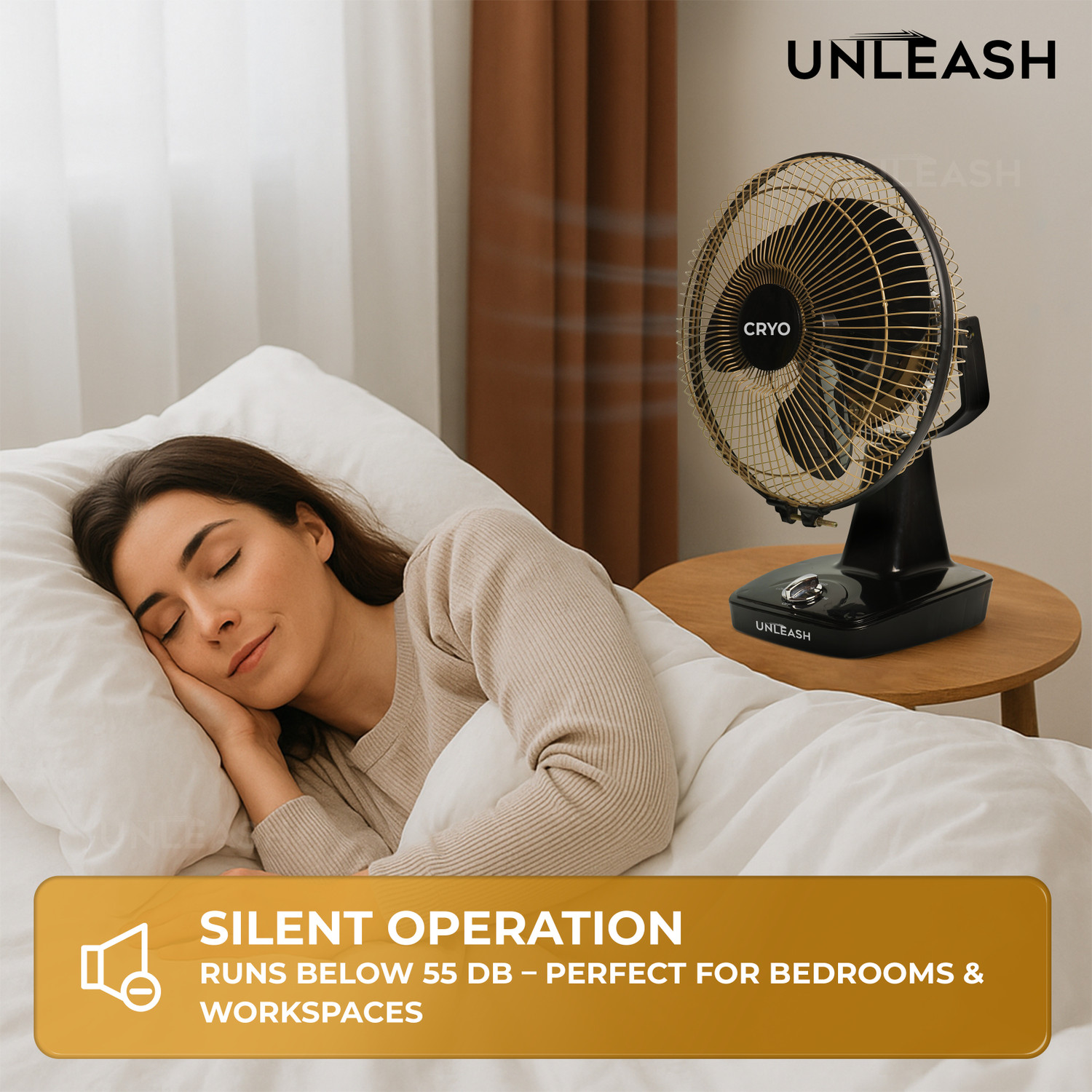 Image of unleash CRYO 9 INCH HIGH SPEED METAL JAALI FAN TABLE FAN FOR HOME, OFFICE with 1 Year Warranty Energy Saving 230 mm Table Fan