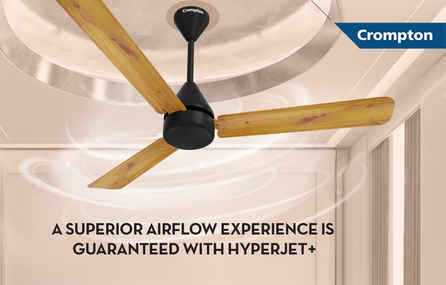 Image of Crompton EN Hyperjet Plus 48 5S RM with 2 Year Warranty 1200 mm Ceiling Fan (5 Star | Light Pine Wood | Pack of 1)