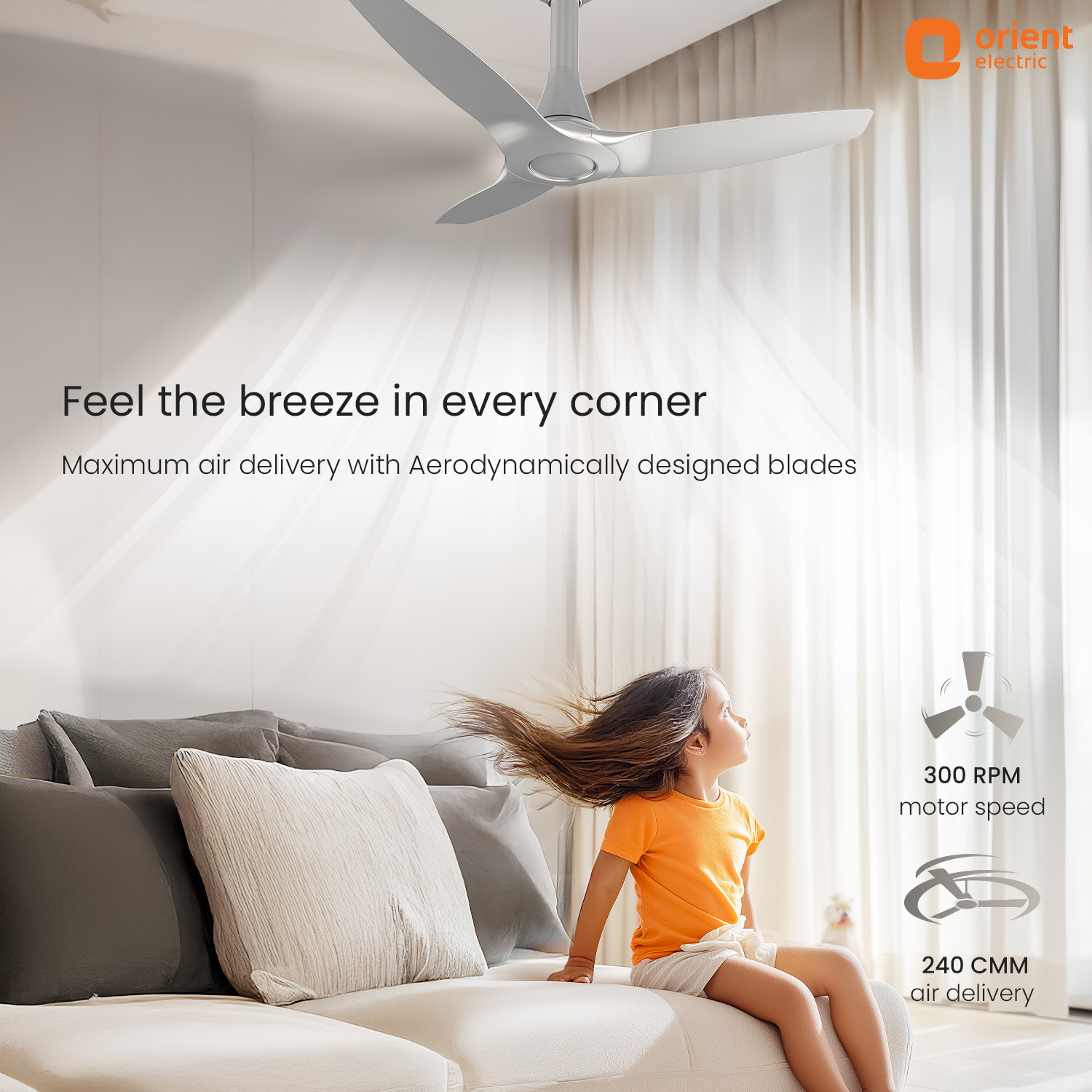 Image of Orient Electric Aeroquiet Neu |Silent Operation |BEE-5 Star Rated|Superior Air Delivery with 5 Year Warranty BLDC Motor with Remote 1230 mm Ceiling Fan