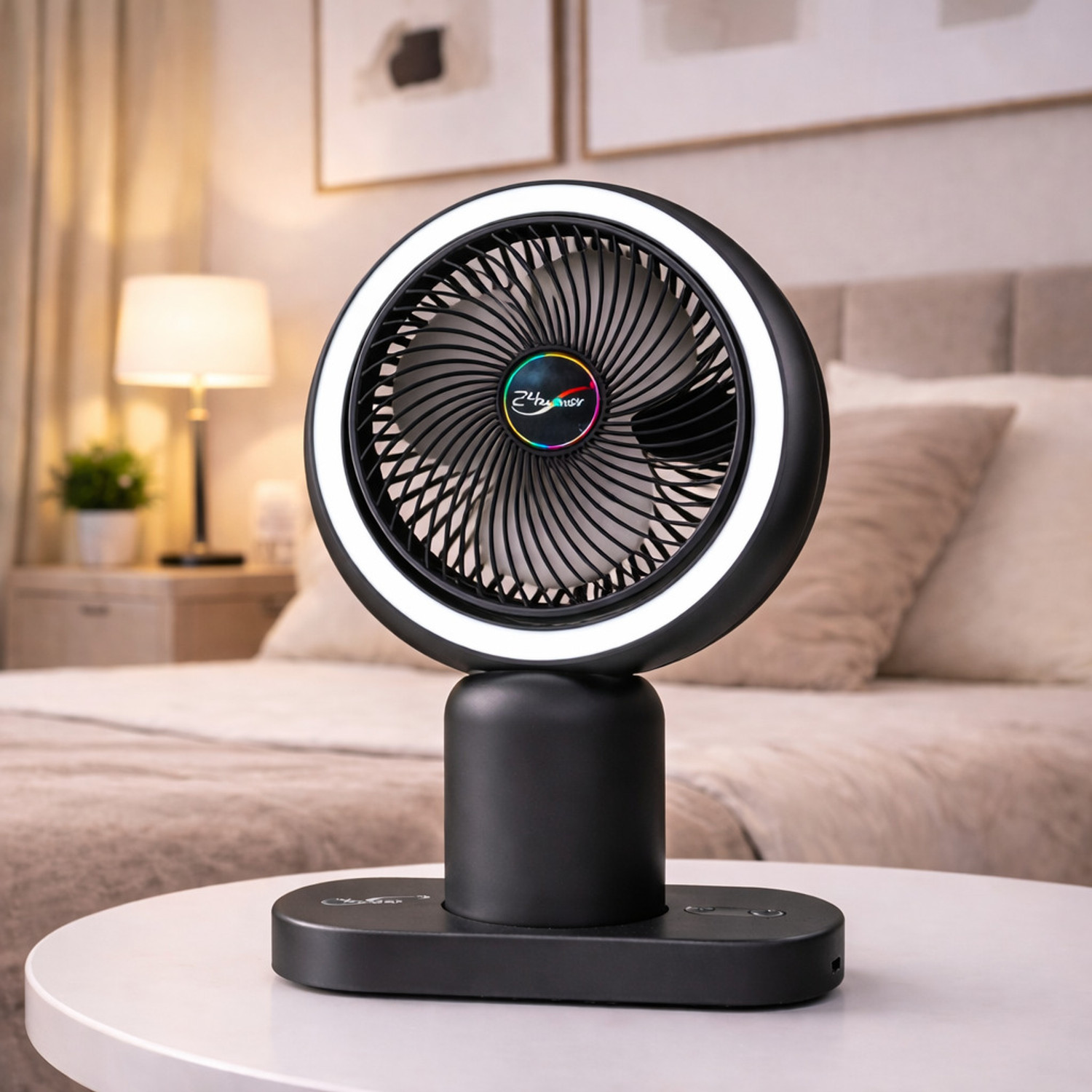 Image of nts Mini Portable USB Rechargeable Fan 3 Speed Cute Bear Table Fan BLDC Motor, Energy Saving 100 mm Table Fan