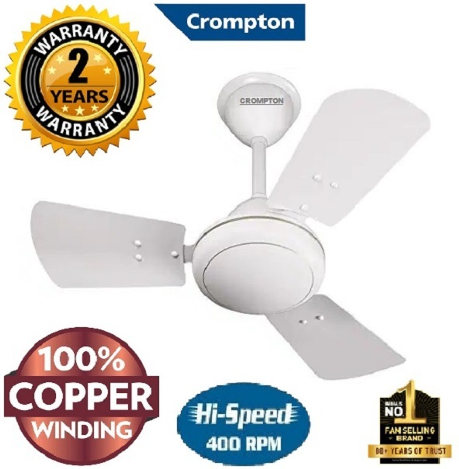 Image of Crompton SUREBREEZE ULTRA HIGH SPEED 100% COPPER MOTOR LONGER LIFE 600MM /24inch29 with 24 Months Warranty Energy Saving 600 mm Ceiling Fan