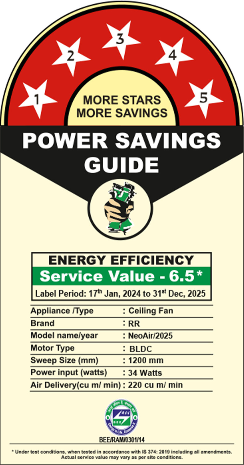 Image of RR NeoAir BLDC with 2 Year Warranty BLDC Motor 1200 mm Ceiling Fan