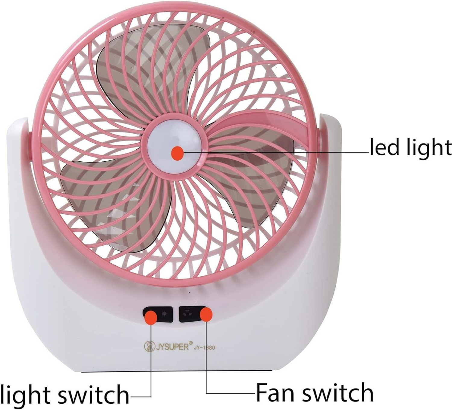Image of Ampeva High-Speed 4000mAh Rechargeable Table Fan with LED Light, Portable Fan, USB Fan, USB Battery Powered Quiet Personal Fan, 3 Speed For Kitchen, Office, Home USB Fan