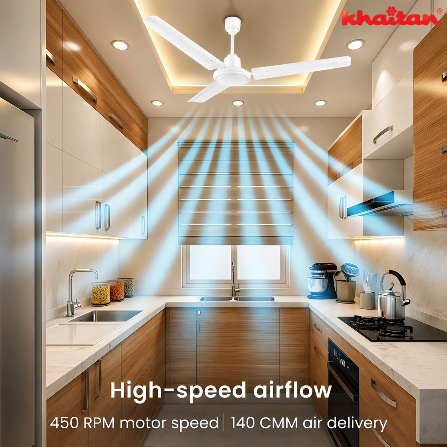Image of Khaitan High Speed Ceiling fan for Home 48 inch / 1200 mm 100% Copper Longer Life with 2 Year Warranty High Air Delivery 1200 mm Ceiling Fan